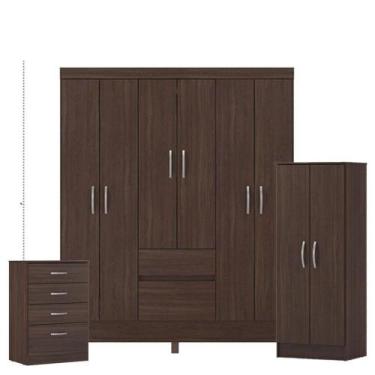 Imagem de Guarda Roupa Casal Flash 2 Com Multiuso Viena Com Cômoda Astral Café -