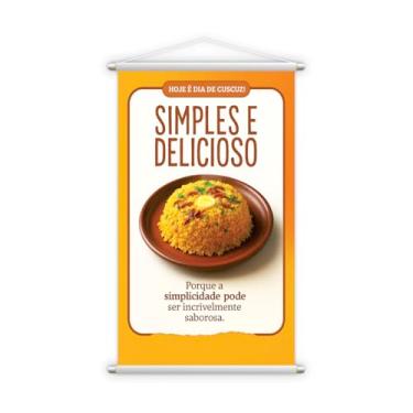 Imagem de Banner Decorativo Cuscuz Simples e Delicioso, Cartaz de Parede 60×40 cm, Tema Culinária Brasileira, Cores chamativas BS240-60X40