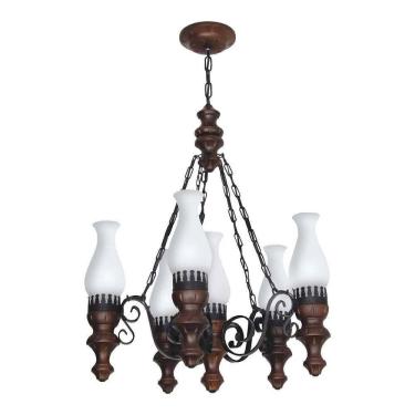 Imagem de Lustre Rústico Envelhecido 6 Lâmpadas 806E - Luminárias Müller