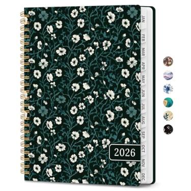 Imagem de Agenda 2026, agenda semanal e mensal para mulheres, janeiro de 2026 a dezembro de 2026, agenda de calendário de capa dura 2026 com abas, bolso interno, encadernação em espiral, perfeita para
