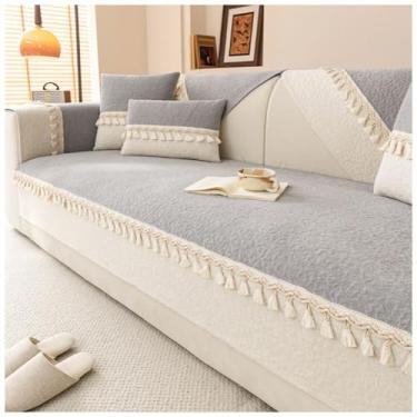 Imagem de SPXMQSS Capa de sofá, capas seccionais de chenille, capa de sofá universal antiderrapante em forma de L, capa de sofá super macia, protetor de móveis de 1/2/3/4 lugares para sala de estar D 70 x 70 cm