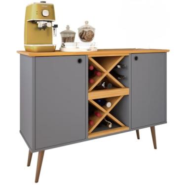 Imagem de Aparador Para Sala De Jantar Com ArmáRio Para Vinhos, Bar Vintage Com Duas Portas(Cinza Nature)