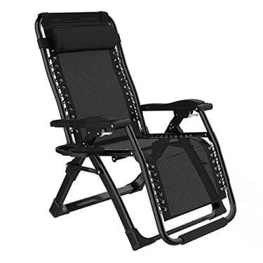 Imagem de LMJYU Cadeira de praia, cadeira de sol para lazer ao ar livre, cadeira de gravidade zero, tecido Oxford simples e confortável, encosto ajustável de 90°-180°