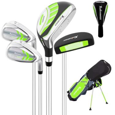 Imagem de Conjunto de 5 peças de taco de golfe infantil, conjunto de tacos de golfe júnior para idades de 4 a 12 anos inclui bolsa de suporte, 1# Drive, 5# híbrido, 6/7#, 9/P# ferros e Putter mão direita para