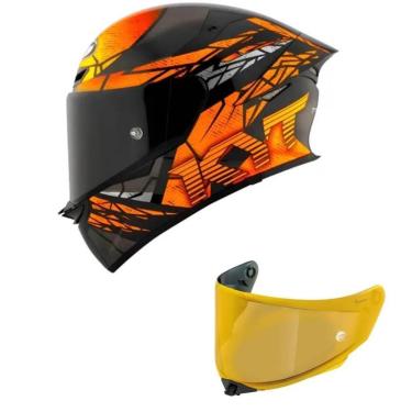 Imagem de Capacete KYT TT Revo Combustion Preto e Laranja Mais Viseira Dourada-Masculino