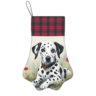 Imagem de SKKNT Impressão dálmata Meias de Natal Animais de Estimação Decoração de Natal Cães Gatos Árvore Decoração Doce Presente Conveniente