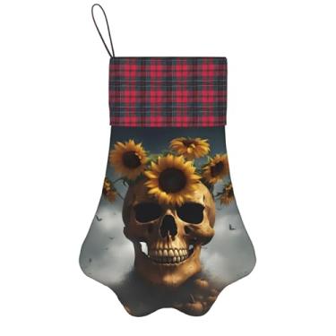 Imagem de Girassol Halloween caveira impressão meias de Natal animais de estimação decoração de natal cães gatos árvore decoração doce presente conveniente