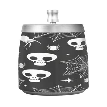 Imagem de Qilmy Cinzeiro de aço inoxidável com tampa - Cinzeiro de cigarro à prova de vento sem cheiro sem fumaça para casa, escritório, carro, pátio, varanda (uso interno e externo)