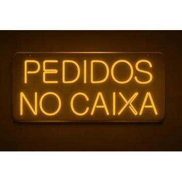 Imagem de Painel Luminária Neon Led - Pedidos No Caixa Acrílico 70cm A Escolher 127/220v (Amarelo)