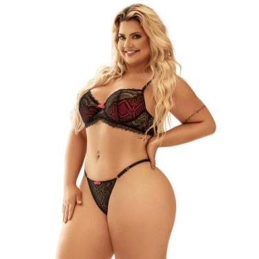 Imagem de Conjunto Lingerie Plus Size Fio Dental Rendado Yaffa Y7069 - YAFFA LIN