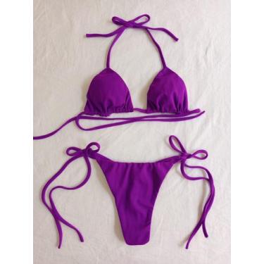 Imagem de Biquini Feminino Cortininha Calcinha Fio Duplo De Amarrar - GlauF, Vio