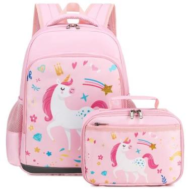 Imagem de Mochila Octsky Candy Unicorn Pink com conjunto de lancheira