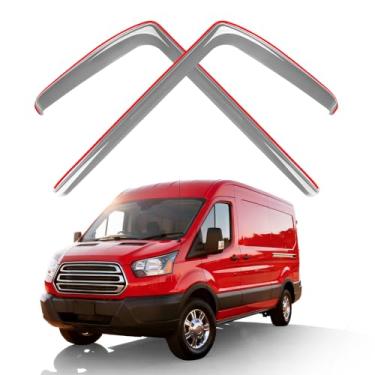 Imagem de Aurorasters Protetores de chuva de janela no canal para Ford Transit 2014-2025 Van de carga e passageiros, defletores de janela para acessórios Ford Transit 2014-2025, apenas para portas dianteiras