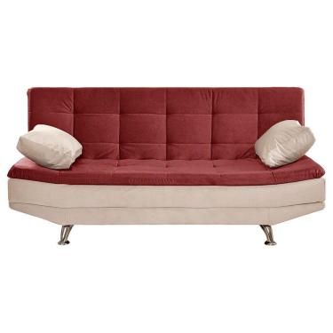 Imagem de Sofá Valencia 3 Lugares Reclinável Shop Das Cabeceiras Vinho Com Marfim