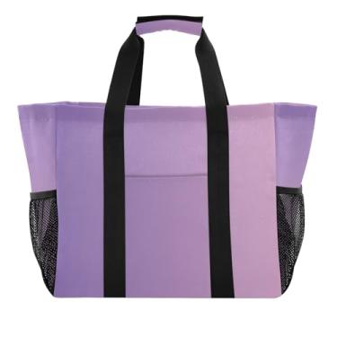 Imagem de ODAWA Bolsa de praia dobrável gradiente roxo para academia e viagens