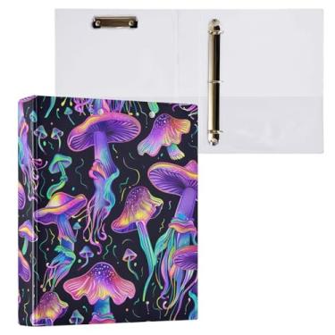 Imagem de Pasta de arquivo para fichário de cogumelos psicodélicos com 3 anéis para material escolar e de escritório, pacote com 2