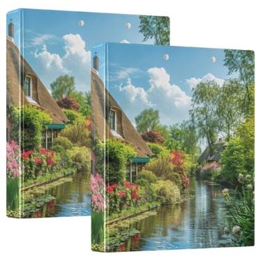 Imagem de Pasta de fichário Village Scene com três anéis e prancheta de perfil organizador de fichário de 2,5 cm para tamanho carta (21,6 cm x 28 cm), 1 pacote