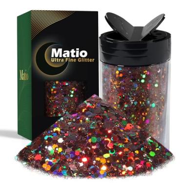 Imagem de Matio Glitter Holográfico Robusto, 7,8 Oz/220 G, Marrom Artesanal Para Unhas De Resina, Flocos Lantejoulas, Pó Fino Misto, Arte A Granel, Copo Faça Você Mesmo, Decoração Festival Cosméticos