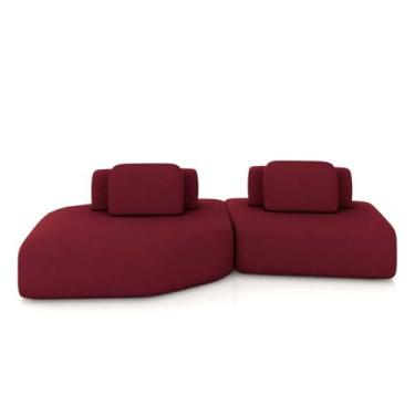 Imagem de Sofá Ilha Dakota 2 Módulos 310cm Encostos Almofadas Soltas Veludo Bordô G33 - Gran Belo