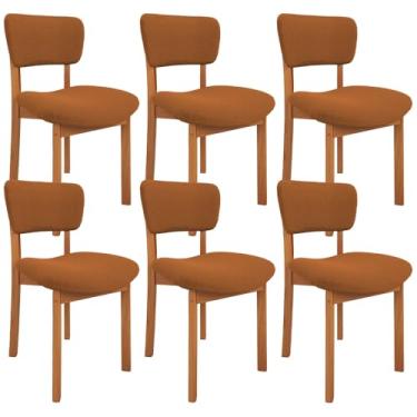 Imagem de Kit 06 Cadeiras Para Sala de Jantar Cozinha Living Estofada Dara L02 Bouclê Terracota - Lyam Decor