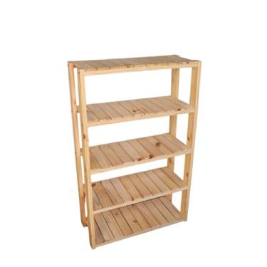 Imagem de Estante Organizadora 5 Prateleiras Madeira Pinus 120x70cm Multiuso para Roupas, Sapatos Organização Doméstica para Famílias