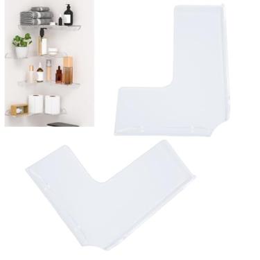 Imagem de ASHATA Prateleira de Canto de Parede, Prateleira Flutuante de Acrílico para Decoração de Parede, Organizador de Armazenamento Transparente Com Placa de Acrílico Grossa e Resistente