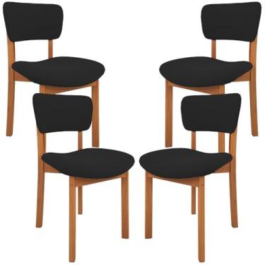Imagem de Kit 04 Cadeiras Para Sala de Jantar Cozinha Living Estofada Dara L02 Suede Preto - Lyam Decor