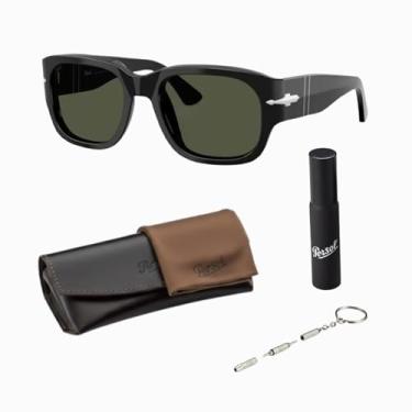 Imagem de Persol Óculos de sol quadrados PO3380S com kit oficial de óculos
