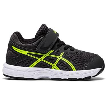 Imagem de Tênis de corrida infantil Contend 6 TS Asics, Graphite Grey/Safety Yellow, 4 Toddler