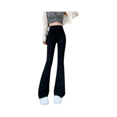 Imagem de Calças Flare De Cintura Alta Para Mulheres, Ajuste Slim, Levanta O Bum