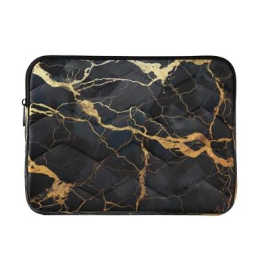 Imagem de Capa para laptop de mármore dourado preto, bolsas de computador para laptops masculinas, à prova de choque, capa protetora para transporte de computador, bolsas de computador de 15,6 polegadas