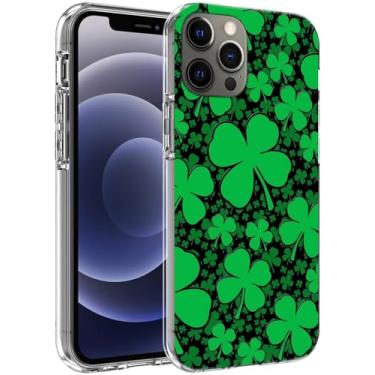 Imagem de Kidraicy Capa de telefone compatível com iPhone 16 Shamrock St Patricks Day verde TPU à prova de choque capa protetora para telefone