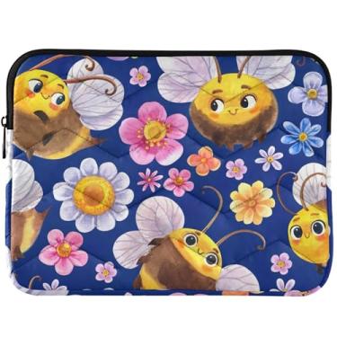 Imagem de Capa protetora para laptop com flor violeta de abelhas fofas para MacBook 13 polegadas, capa protetora para computador, capa para notebook universal de 13 a 14 polegadas