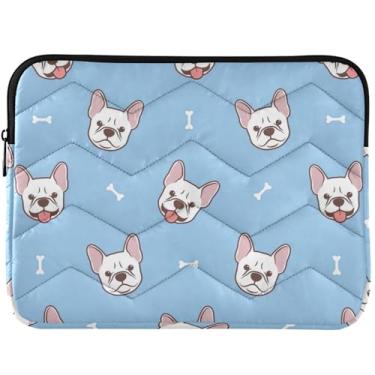 Imagem de Linda capa para laptop com buldogue francês, azul, capa decorativa para notebook universal de 13 e 14 polegadas
