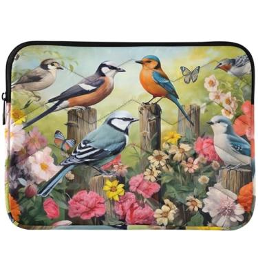 Imagem de Capas para notebook com estampa floral de pássaros para MacBook 13 polegadas, universal, 33 a 35 cm, capas fofas para computador