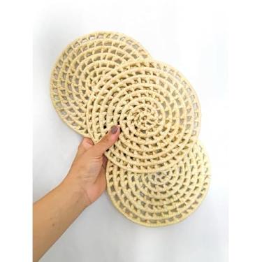 Imagem de Composição de Palha para Parede 4 Peças - Decoração Rustica Boêmia, Adorno de Ambientes Caseros (1 SOUSPLAT 20CM)