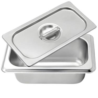 Imagem de Kit Cuba Com Tampa Gastronômica Aço Inox 6,5cm Para Servir Buffet Rech