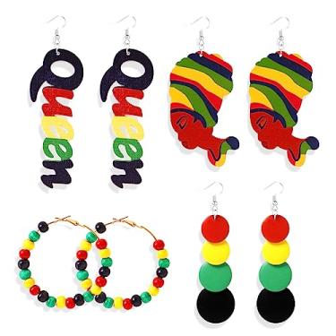 Imagem de Brincos africanos para mulheres negras do mês da história negra, brincos de 4 de julho, brincos étnicos naturais, acessórios africanos modernos para mulheres e meninas, Latão, Sem pedra preciosa