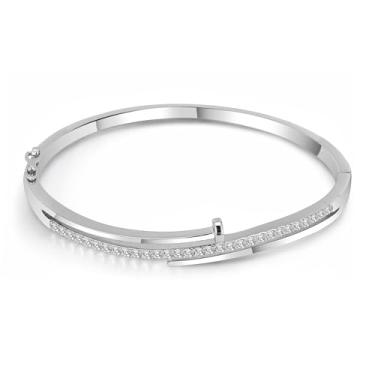 Imagem de Pulseira feminina banhada a ouro 18 quilates com cristais austríacos, joias modernas delicadas para uso diário e ocasiões especiais, presente de aniversário para mulheres, 6.5-7, Cristal