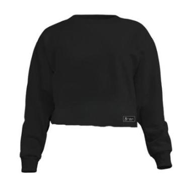 Imagem de Blusa Cropped Moletom Feminino Liso Básico com Cintura Descosturada-Feminino