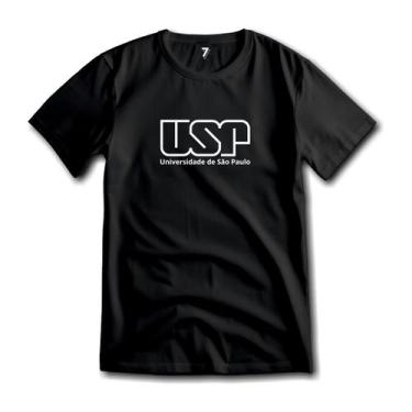 Imagem de Camiseta USP Logo Frente Grande Malha 100% Algodão Premium, PP, Preto