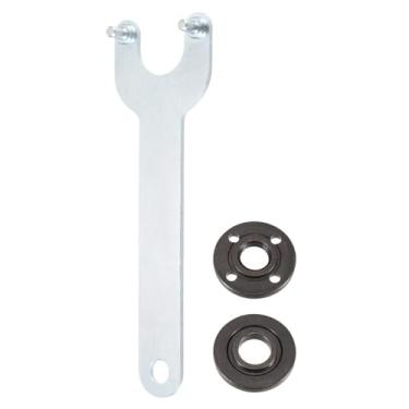 Imagem de Conjunto de chaves de rebarbadora de porca angular 5/8-11 com flange de metal e porca de trava de eixo durável com chave inglesa para moedor de mesa