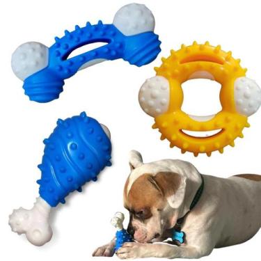 Imagem de Kit 3 Brinquedo Resistente Osso Cachorro Cão Pet Forte Grande Pet - Lo