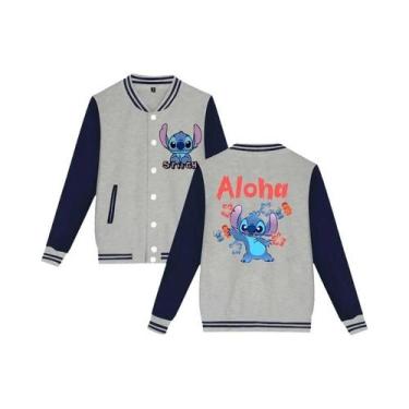 Imagem de Jaqueta De Moletom Unissex Infantil Y2K Disney Stitch Estilo Baseball 