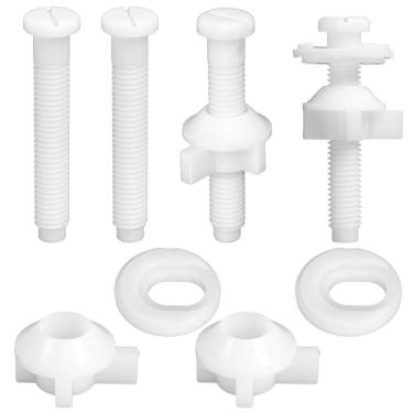 Imagem de Molain Kit de substituição de parafusos de assento de vaso sanitário universal, pacote com 4, parafusos de dobradiça para assentos sanitários duráveis porcas e arruelas kit de peças para fixação dos