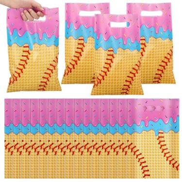 Imagem de Aliceset 50 peças de presentes de equipe de sorvete de softball, agradecemos você, sacolas de plástico, agradecimento, sacolas com alças de softball, acessórios para mulheres, homens, presente de