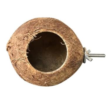 Imagem de Ninho de pássaro de coco, concha de coco natural, casa de ninho de pássaro, gaiola de cabana para periquito de animal de estimação