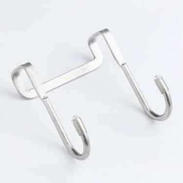 Imagem de 1 gancho duplo em S de aço inoxidável de fácil instalação, suporte de parede versátil sem rastros para cozinha, banheiro e organização de armários