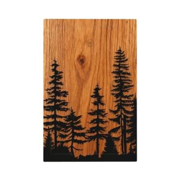 Imagem de Capa de interruptor de luz rústica fazenda marrom floresta pinheiro impressão de grão de madeira sem dispositivo placa de parede em branco única placa decorativa elétrica placa frontal para banheiro