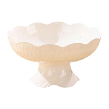 Imagem de MotiveTech Fruteira de pedestal com de drenagem, peça central, decoração para casa, suporte decorativo para lanches e frutas para, Branco